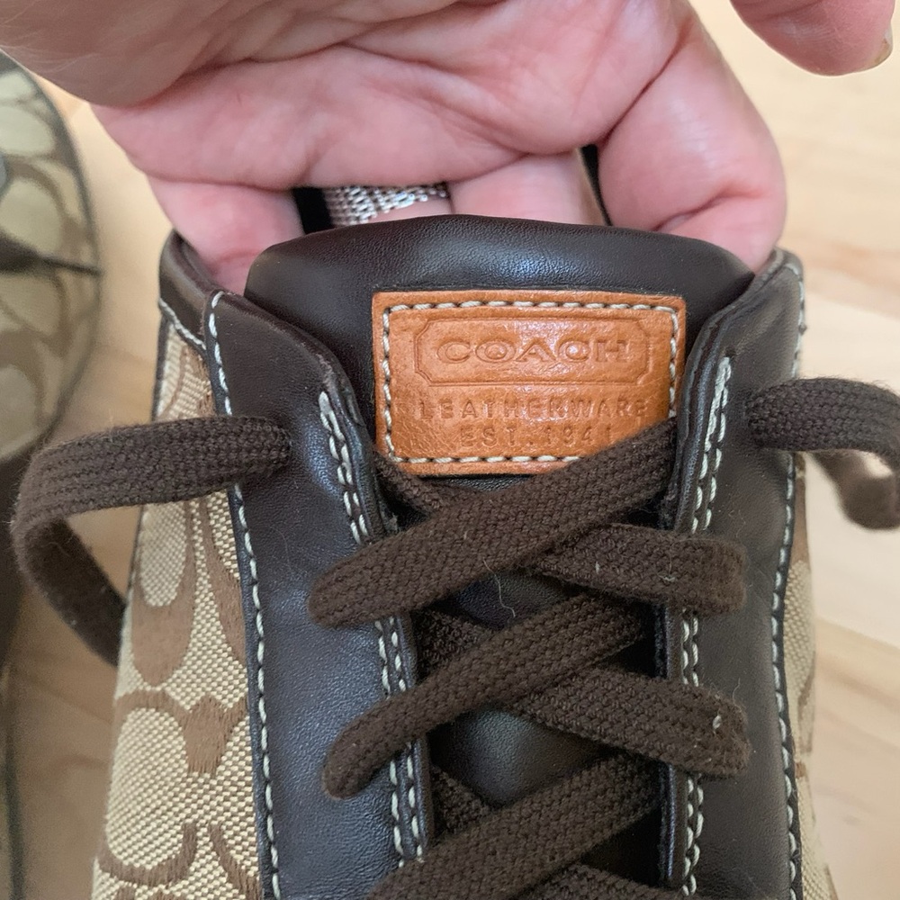 Coach Brown Signature Canvas Lace-Up Sneakers size 8.5W - Picture 7 of 15